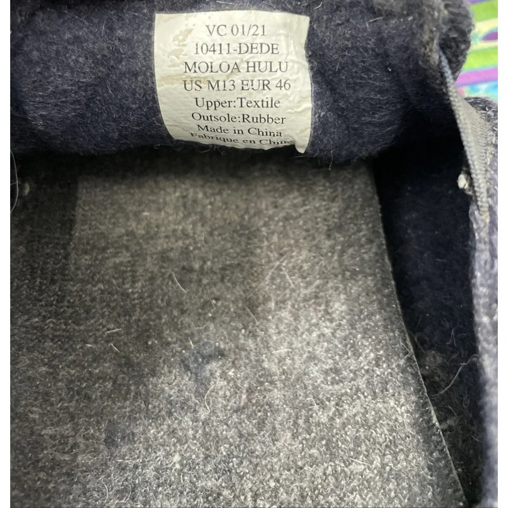 OluKai Moloa Hulu Slippers Mens 13 Gray Wool Blend Slip On 10411-4040